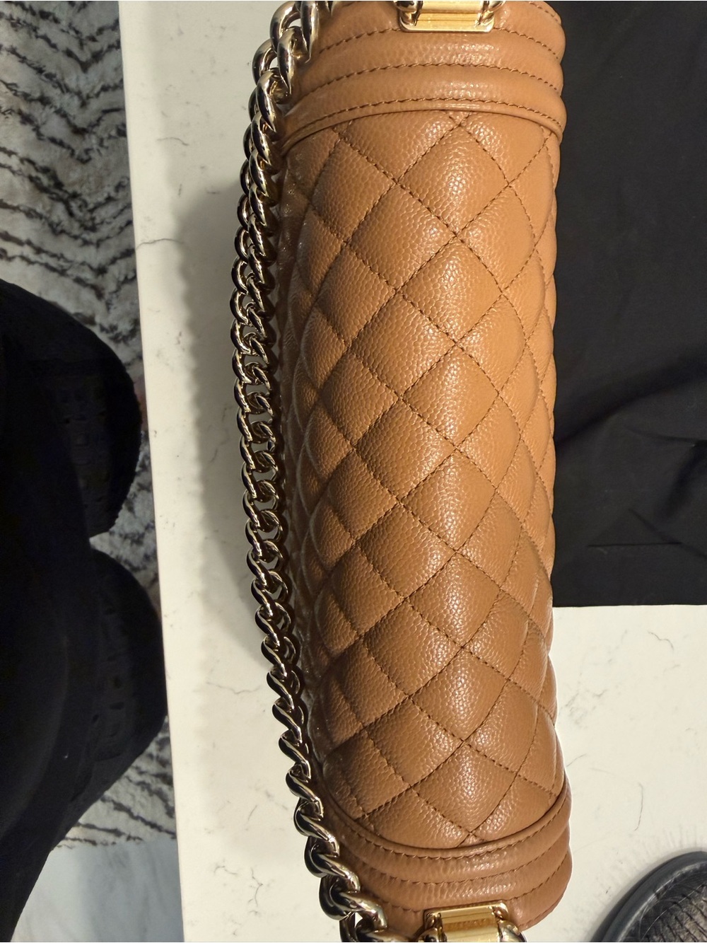 Chanel Brown Quilted Boy Flap Bag with Gold Hardware medium size - Picture 3 of 14